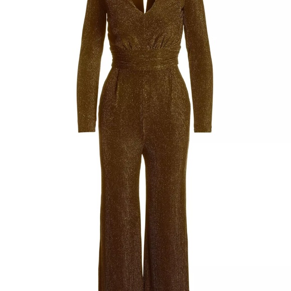 NWT Boston Proper Glitter V Neck Jumpsuit Black Multi size L - Picture 2 of 7